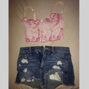Sheer floral pink bralette  crop top